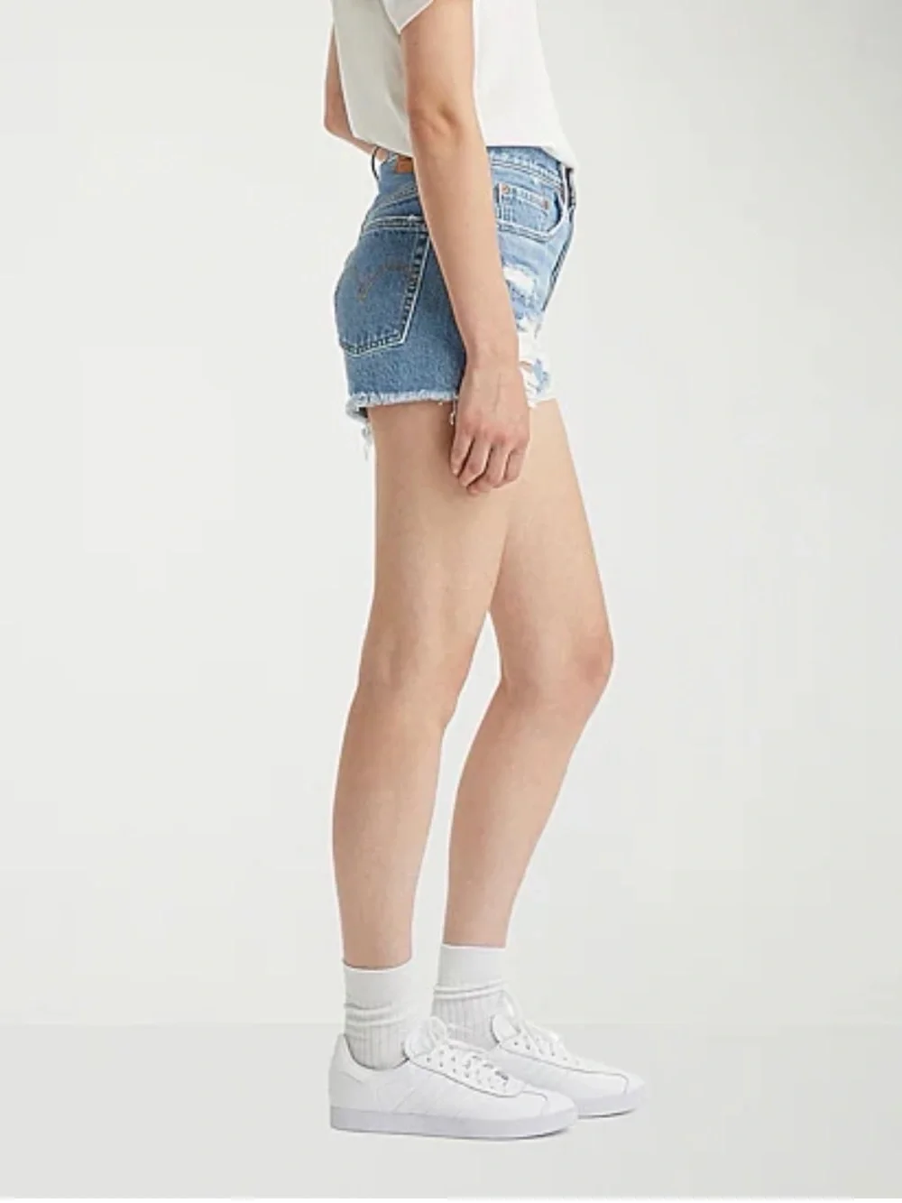 Levi's Light Blue Distressed Denim Cutoff Shorts